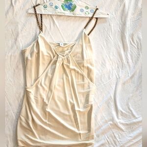 Gold link cream tank.